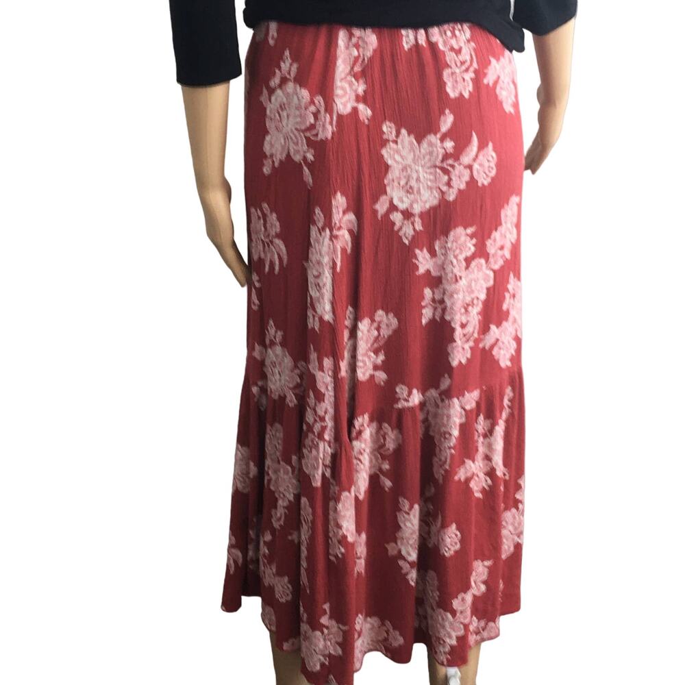 See you Monday Floral Print Maxi- Skirt in Red and White Size Medium